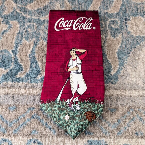 VAN HEUSEN Neck Tie Multicolor Silk Baseball Coca Cola City Sports Made in USA - Picture 1 of 9